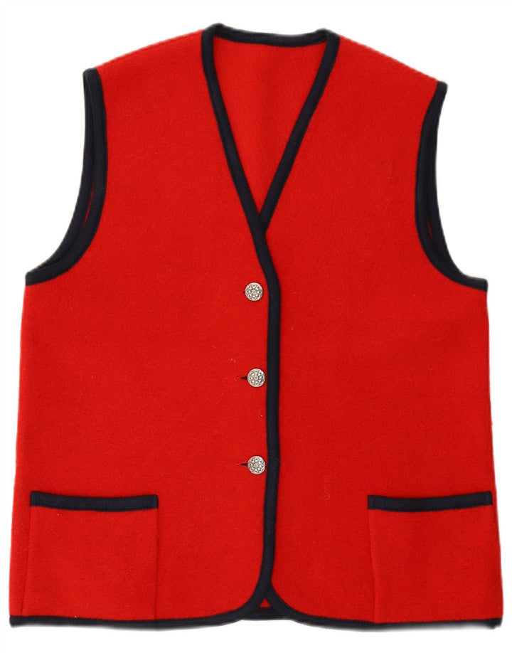 VINTAGE Womens Sleeveless Cardigan Sweater UK 14 Medium Red