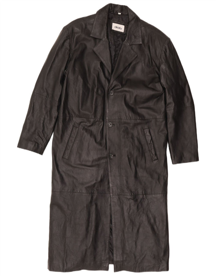 Mens Leather Coat EU 50 Large Black Leather