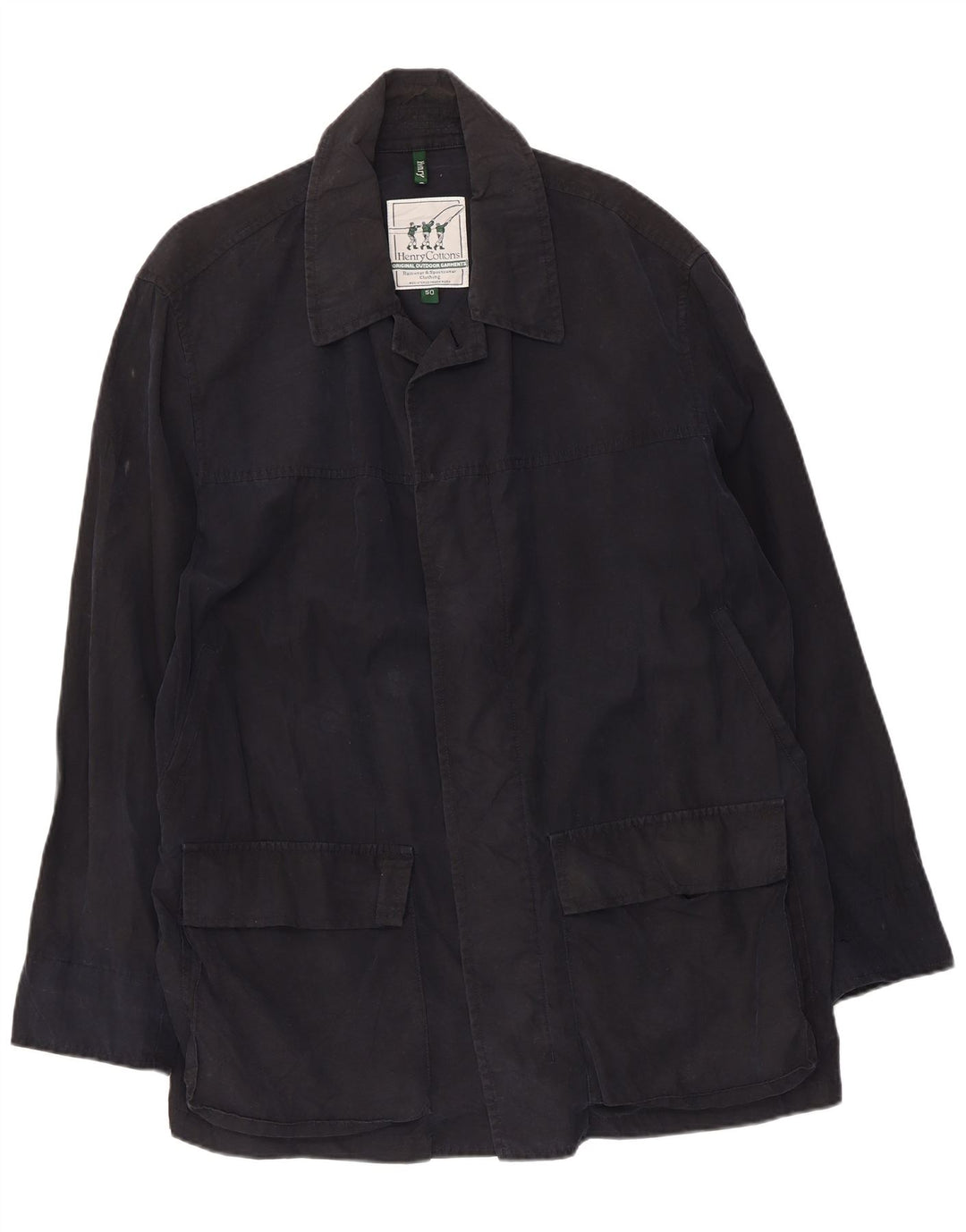 Henry Cottons Mens Rain Jacket IT 50 Large Navy Blue Cotton