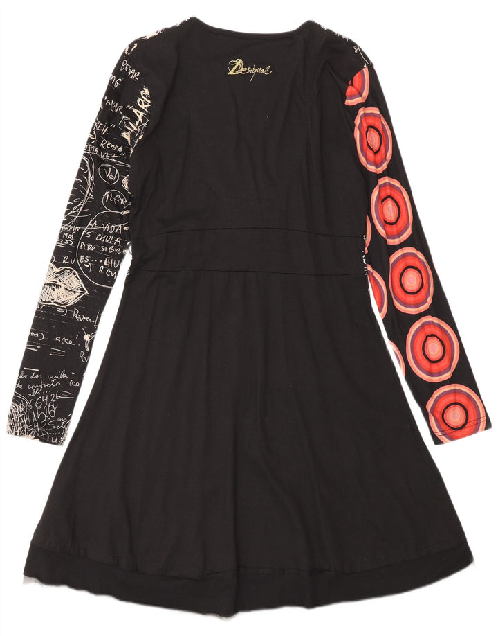 Desigual Womens Abstract Pattern Graphic Empire Dress XL Black Modern