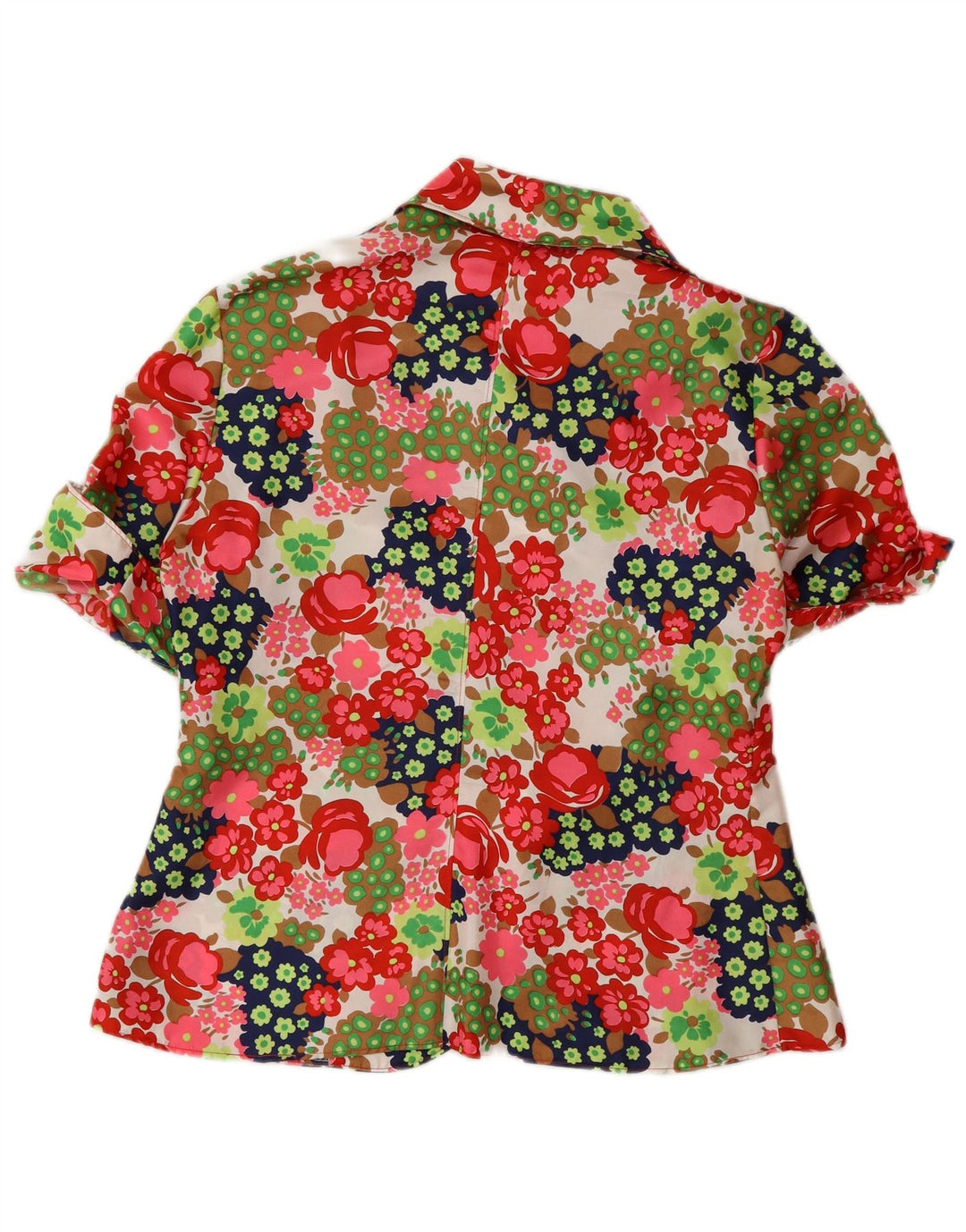 VINTAGE Womens Short Sleeve Blazer Jacket UK 12 Medium Multicoloured