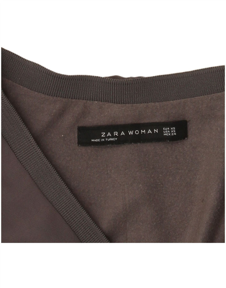 Zara Womens Long Sleeve Blouse Top UK 6 XS Grey