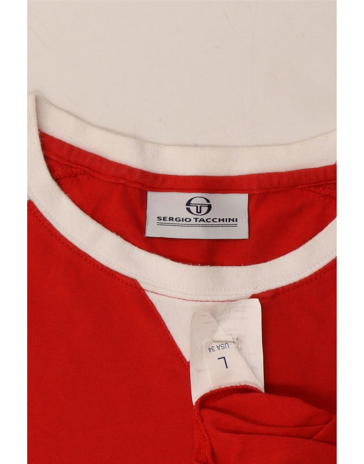 SERGIO TACCHINI Mens T-Shirt Top Large Red Cotton Vintage Sergio Tacchini and Second-Hand Sergio Tacchini from Messina Hembry 
