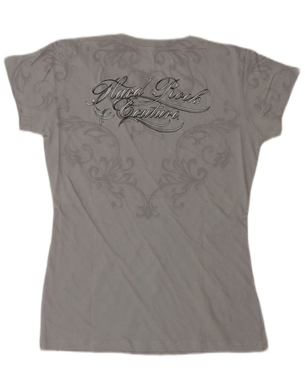 HARD ROCK CAFE Womens Venice Graphic T-Shirt Top UK 10 Small Grey Cotton