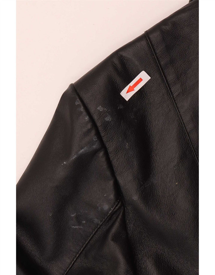 Vintage Womens Leather Jacket IT 48 XL Black