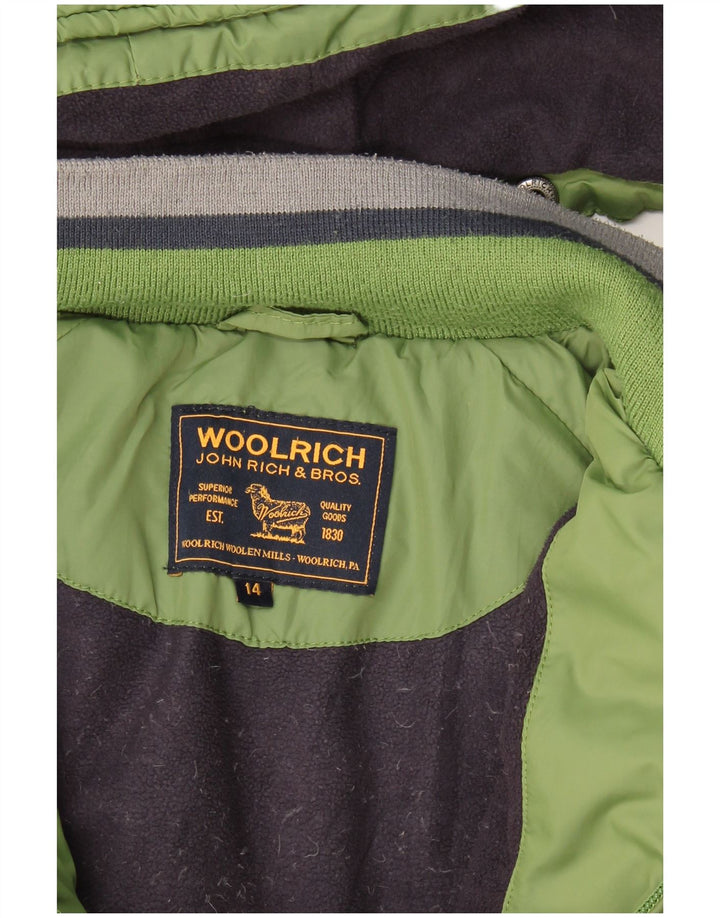 Woolrich Boys Graphic Hooded Padded Jacket 13-14 Years Green