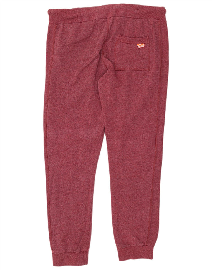 SUPERDRY Mens Slim Fit Tracksuit Trousers Joggers XL Burgundy Cotton