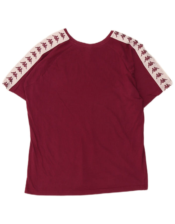 Kappa Mens Graphic T-Shirt Top Large Burgundy Colourblock Cotton