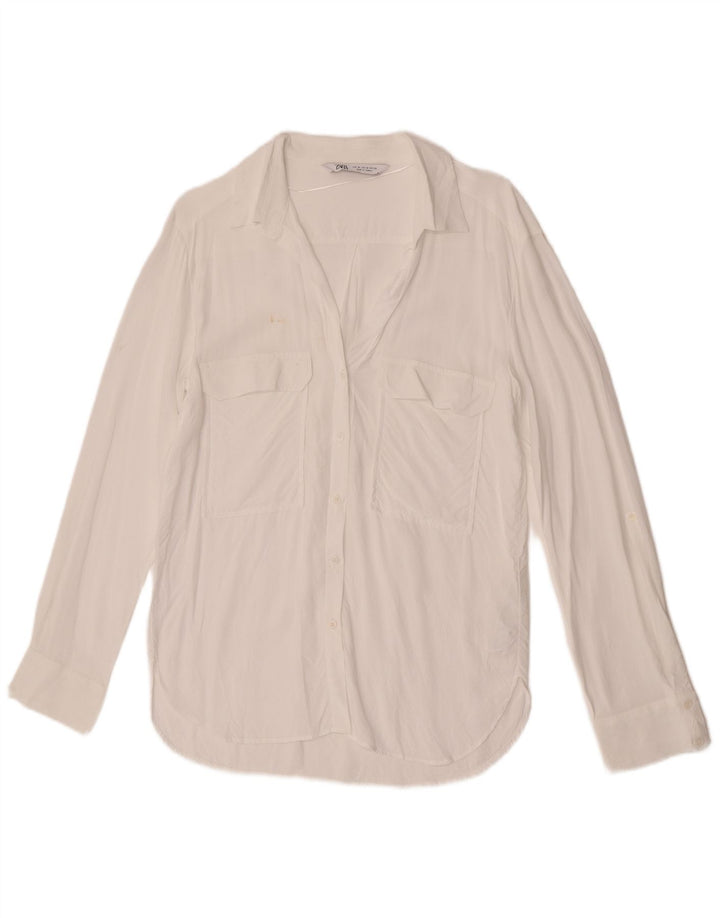 Zara Womens Shirt Blouse UK 12 Medium White Viscose