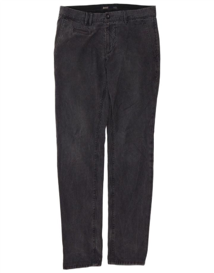Rifle Mens Slim Chino Trousers W32 L33 Navy Blue Check