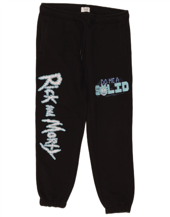 Pull & Bear Mens Rick and Morty Tracksuit Trousers Joggers Medium Black