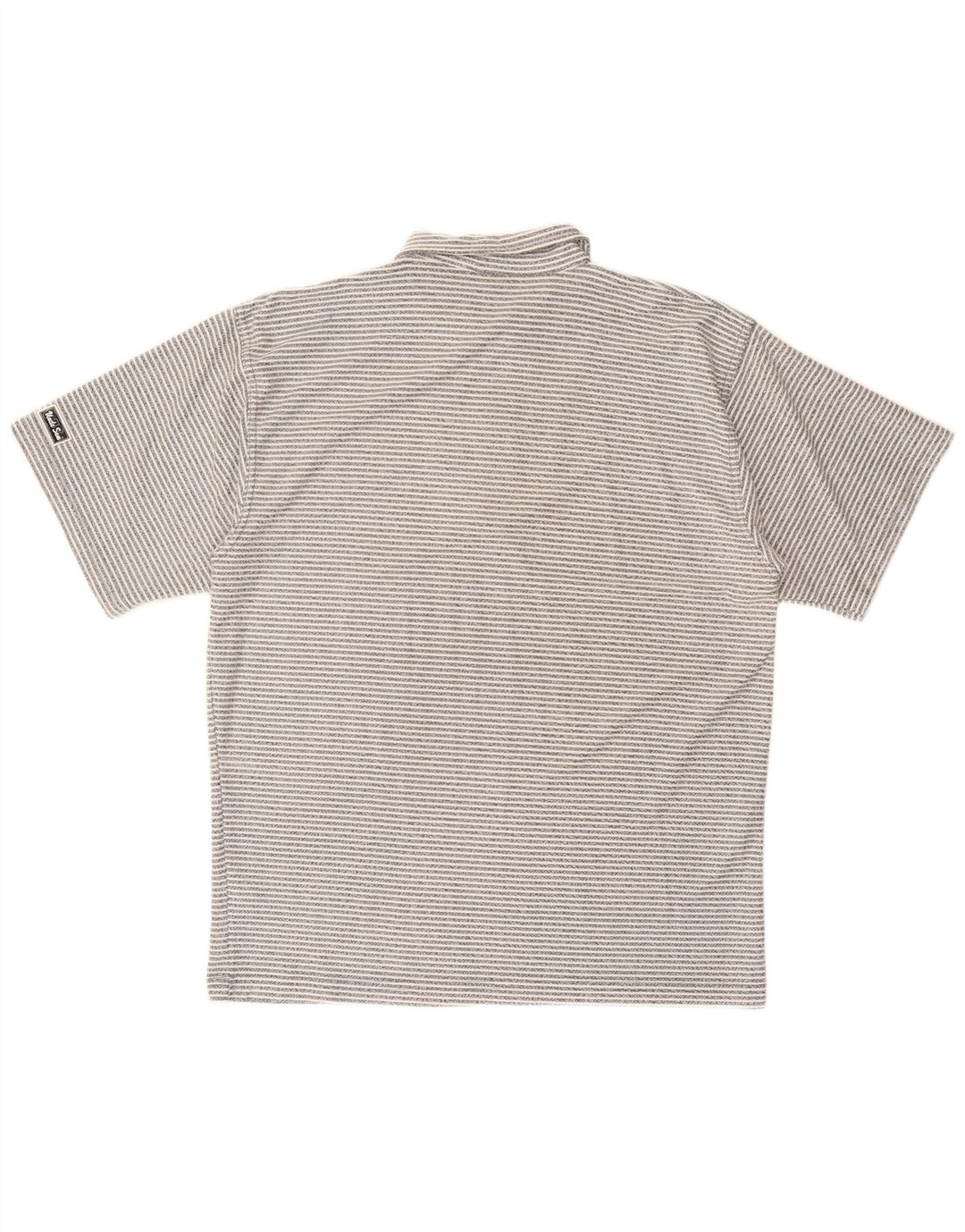 UNCLE SAM Mens Polo Shirt Large Grey Pinstripe Polyester