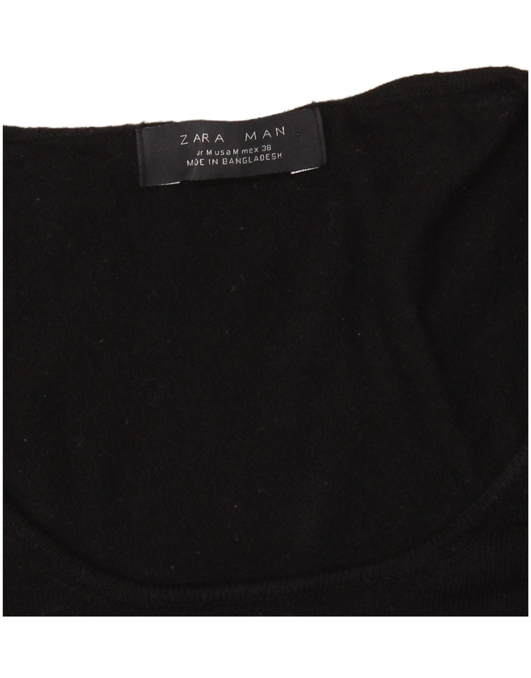 ZARA Mens Short Sleeve Boat Neck Jumper Sweater Medium Black