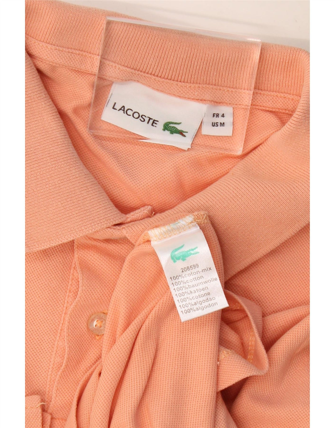 LACOSTE Mens Polo Shirt Size 4 Medium Pink Cotton