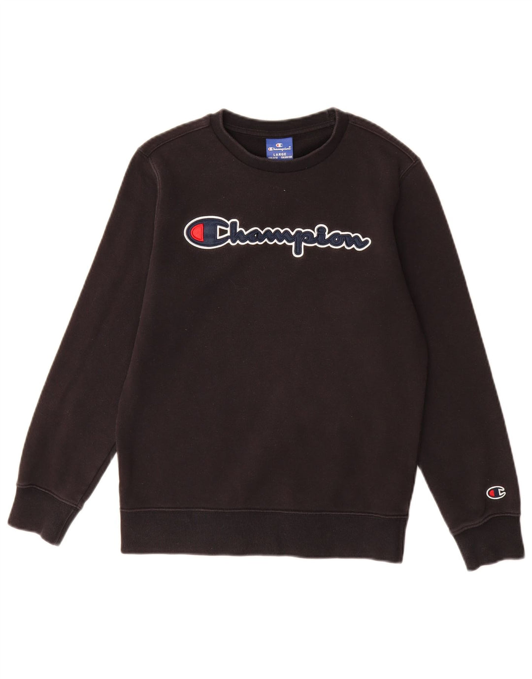 CHAMPION Boys Graphic Sweatshirt Jumper 11-12 Years Large  Black Cotton