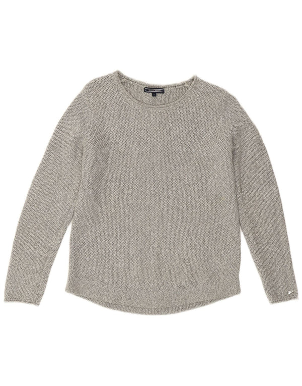 Tommy Hilfiger Womens Boat Neck Jumper Sweater UK 10 Small Grey Cotton