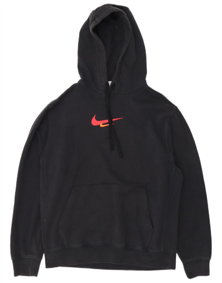 Nike Mens Graphic Hoodie Jumper Medium Black Cotton