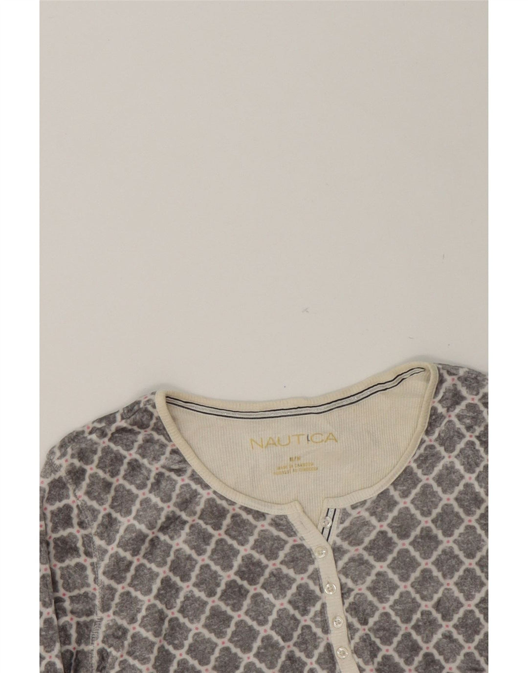 NAUTICA Womens Top Long Sleeve UK 14 Medium Grey Ikat Polyester Vintage Nautica and Second-Hand Nautica from Messina Hembry 
