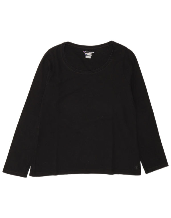 Champion Womens Top Long Sleeve UK 12 Medium Black Cotton