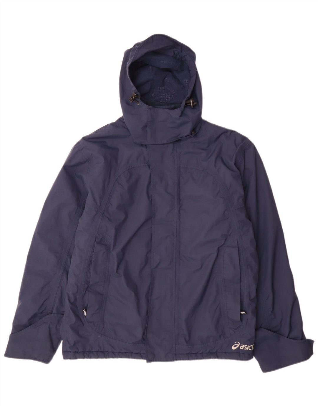 Asics Mens Hooded Windbreaker Jacket UK 38 Medium Navy Blue Polyamide