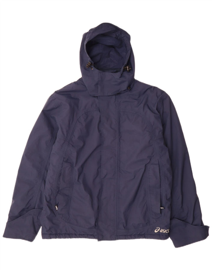 Asics Mens Hooded Windbreaker Jacket UK 38 Medium Navy Blue Polyamide