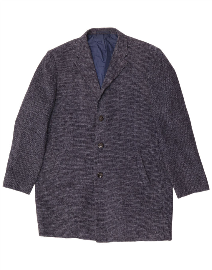 Marks & Spencer Mens Overcoat UK 44 2XL Navy Blue Polyester