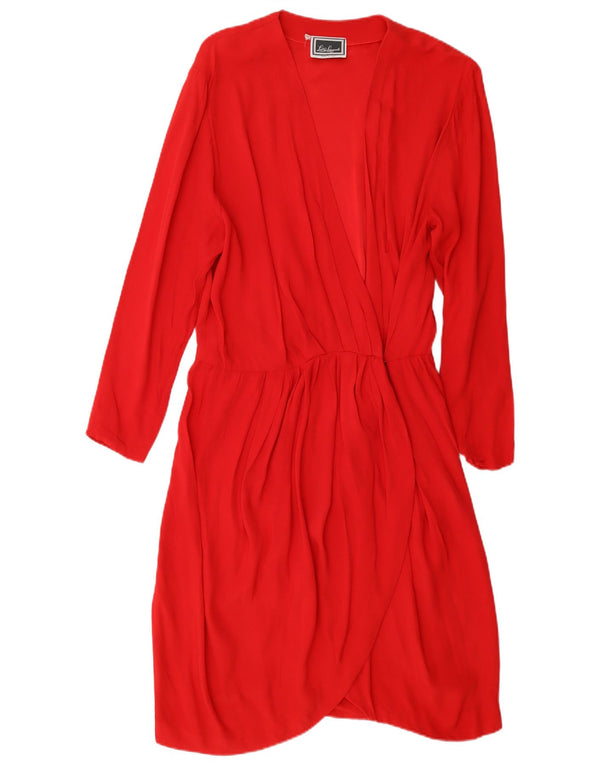 Luisa Spagnoli Womens Long Sleeve Wrap Dress IT 46 Large Red Acetate