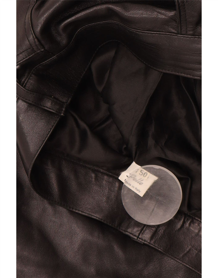 VINTAGE Mens Straight Leather Trousers IT 50 Large W32 L30 Black Leather