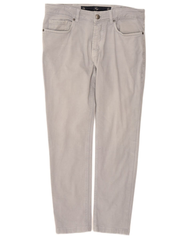 FAY Mens Slim Casual Trousers W32 L27 Grey Cotton