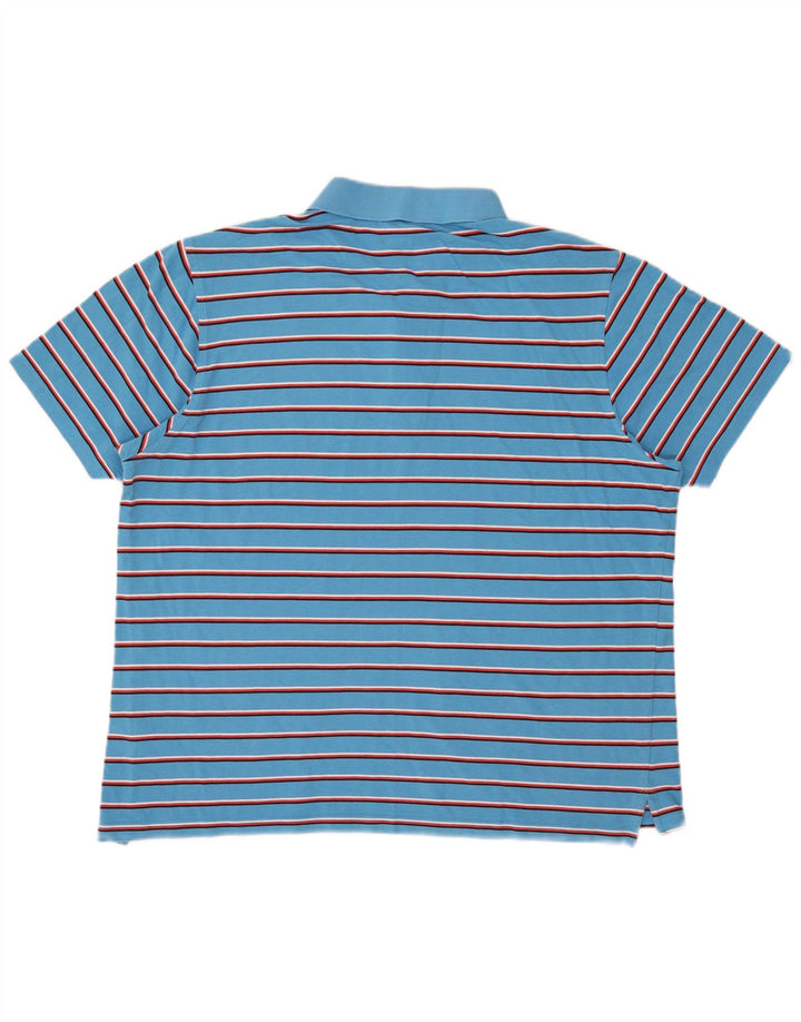 Lacoste Mens Polo Shirt Size 8 3XL Blue Striped Cotton
