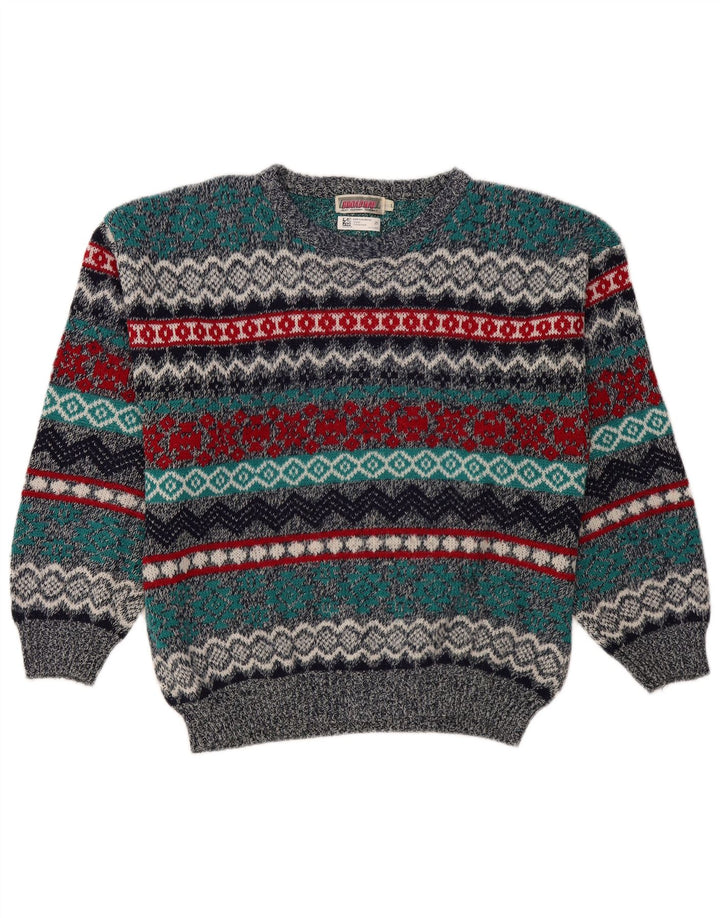 BROADWAY Mens Boat Neck Jumper Sweater Large Multicoloured Fair Isle