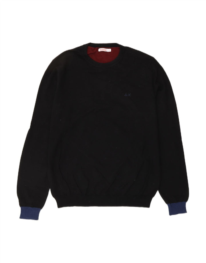 SUN68 Womens Crew Neck Jumper Sweater Large Black Merino Wool