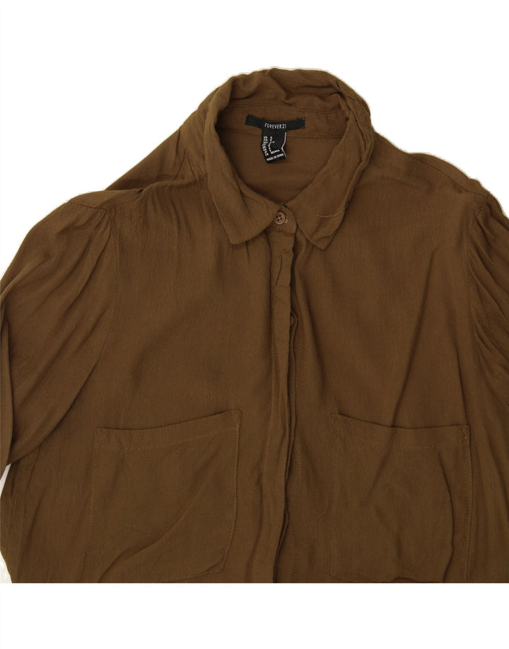 FOREVER 21 Womens Shirt Blouse UK 10 Small Khaki Rayon Vintage Forever 21 and Second-Hand Forever 21 from Messina Hembry 