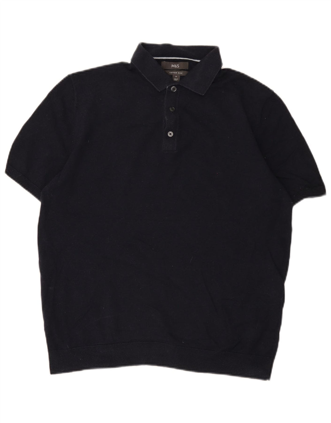 Marks & Spencer Mens Polo Shirt Medium Navy Blue Cotton