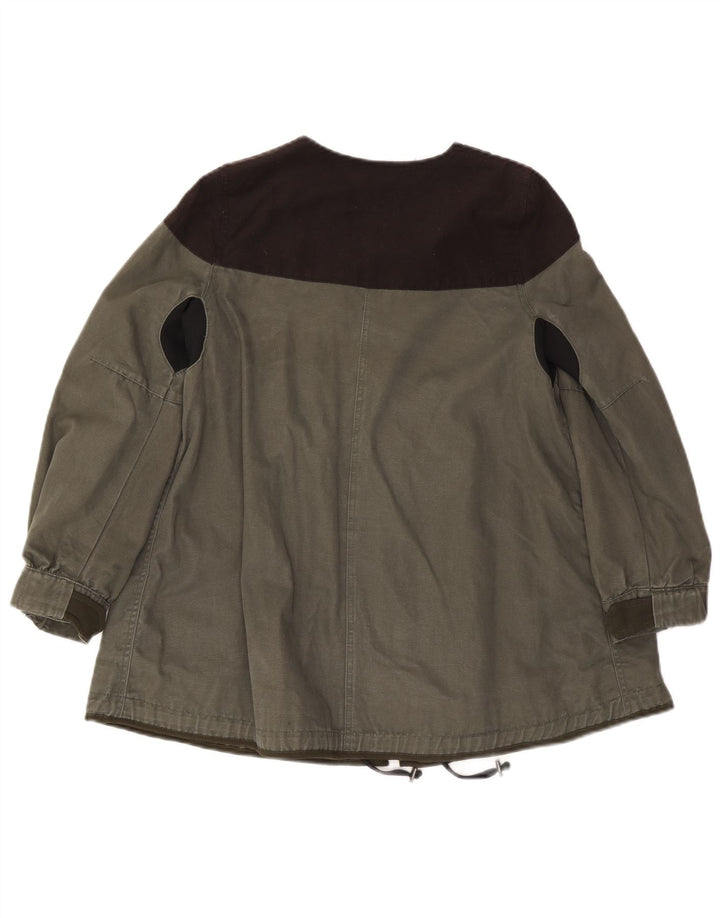 Zara Womens Utility Jacket UK 10 Small Khaki Colourblock Viscose