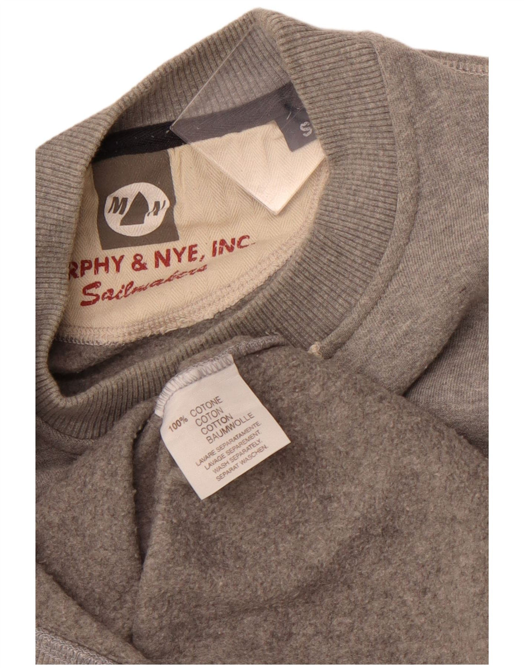 MURPHY & NYE Mens Sailmakers Graphic Sweatshirt Jumper Small Grey Cotton
