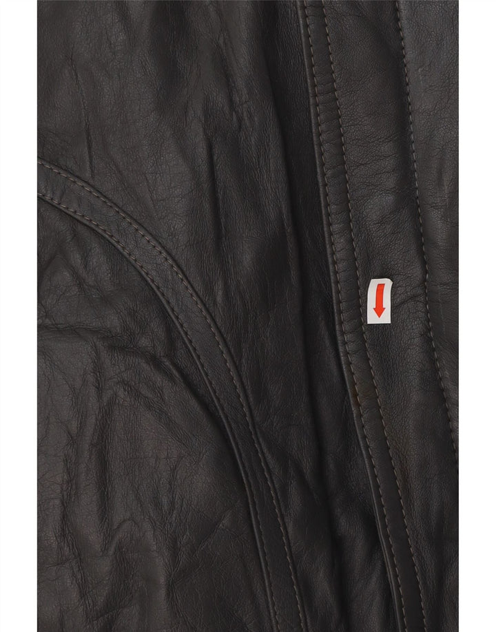 VINTAGE Mens Leather Jacket UK 40 Large Grey Leather