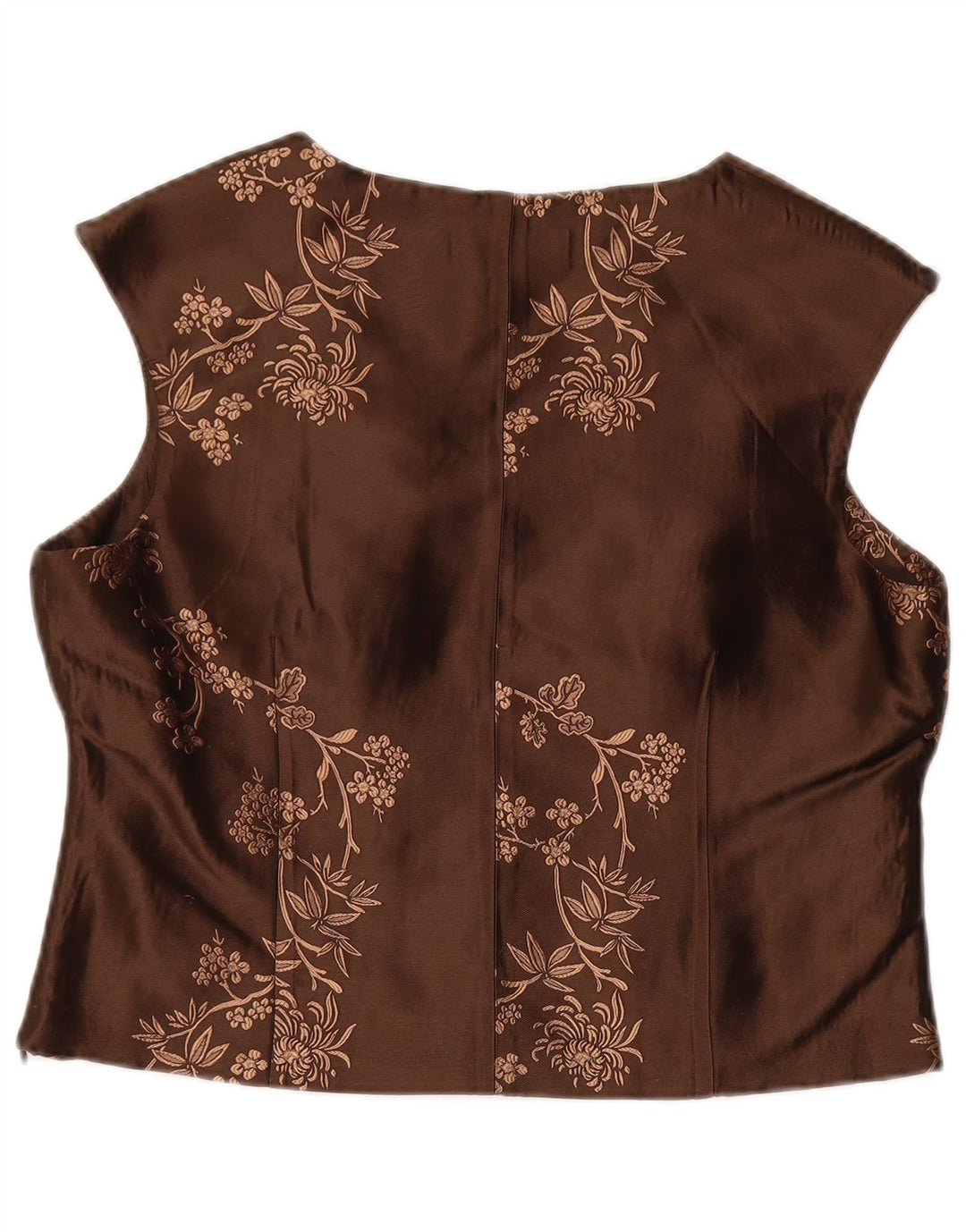 ANTONIO D'ERRICO Womens Crop Blouse Top UK 16 Large Brown Floral