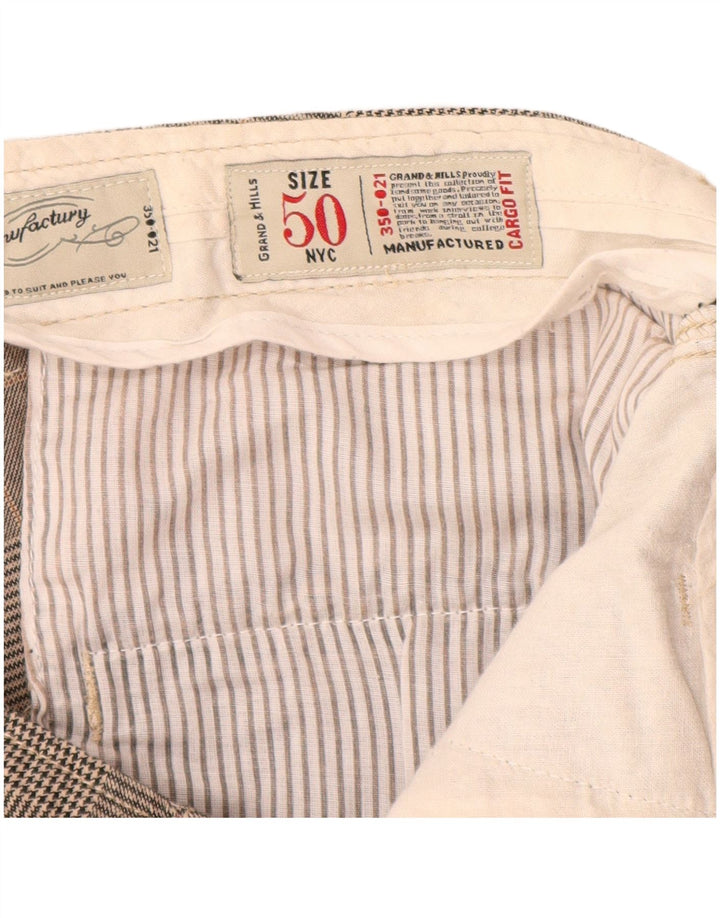 GRAND & HILLS Mens Slim Cargo Trousers IT 50 Large W34 L33 Grey Check