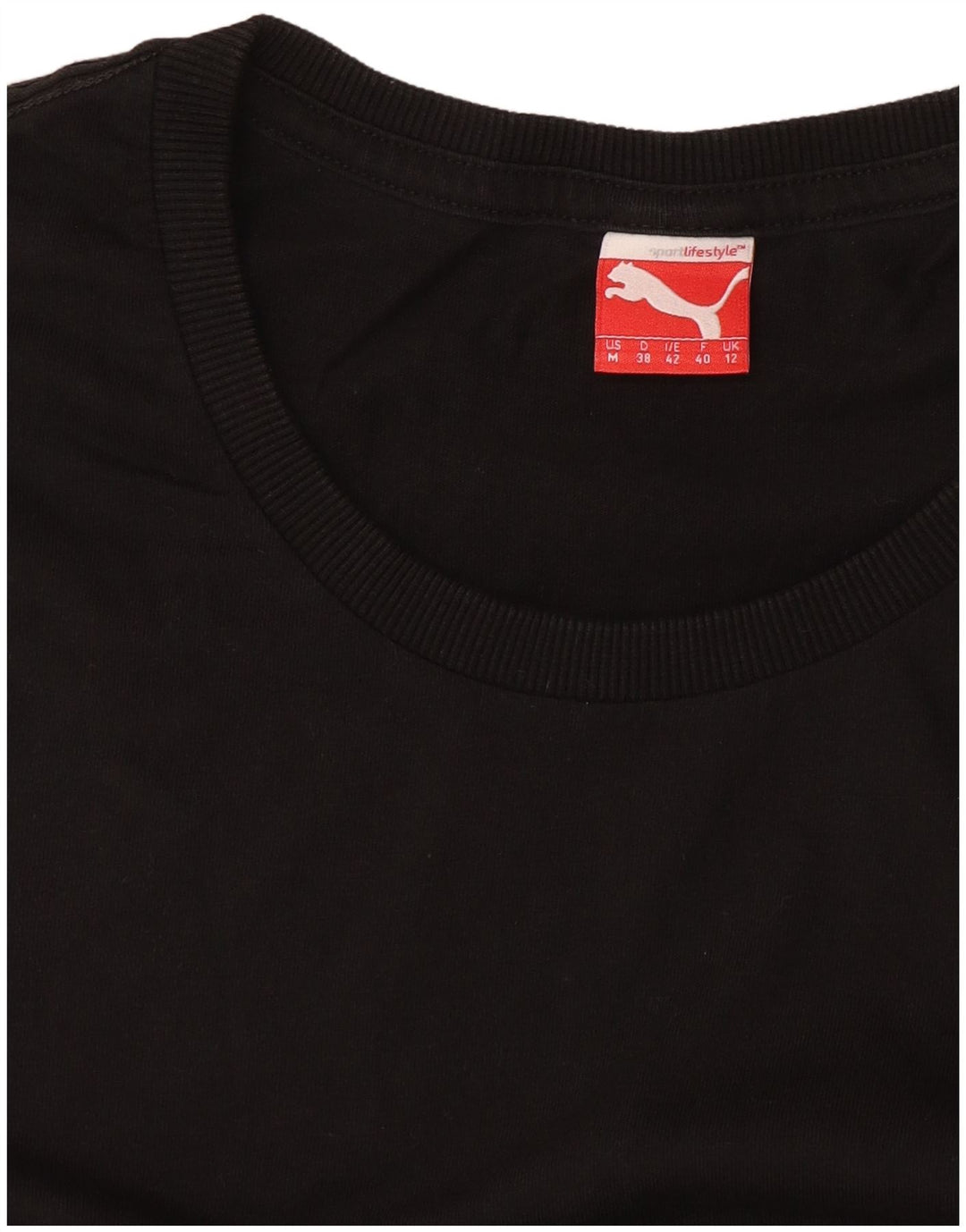 Puma Womens T-Shirt Top UK 12 Medium Black