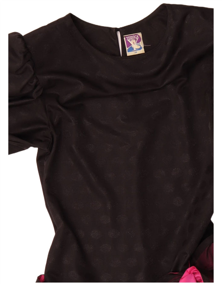 YESSICA Womens Tiered Dress EU 36 Small Black Colourblock Polyester