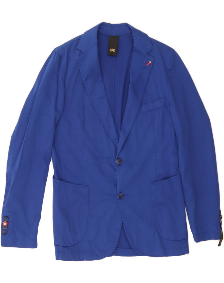 MULISH Mens 2 Button Blazer Jacket IT 46 Small Blue Polyester Vintage Mulish and Second-Hand Mulish from Messina Hembry 