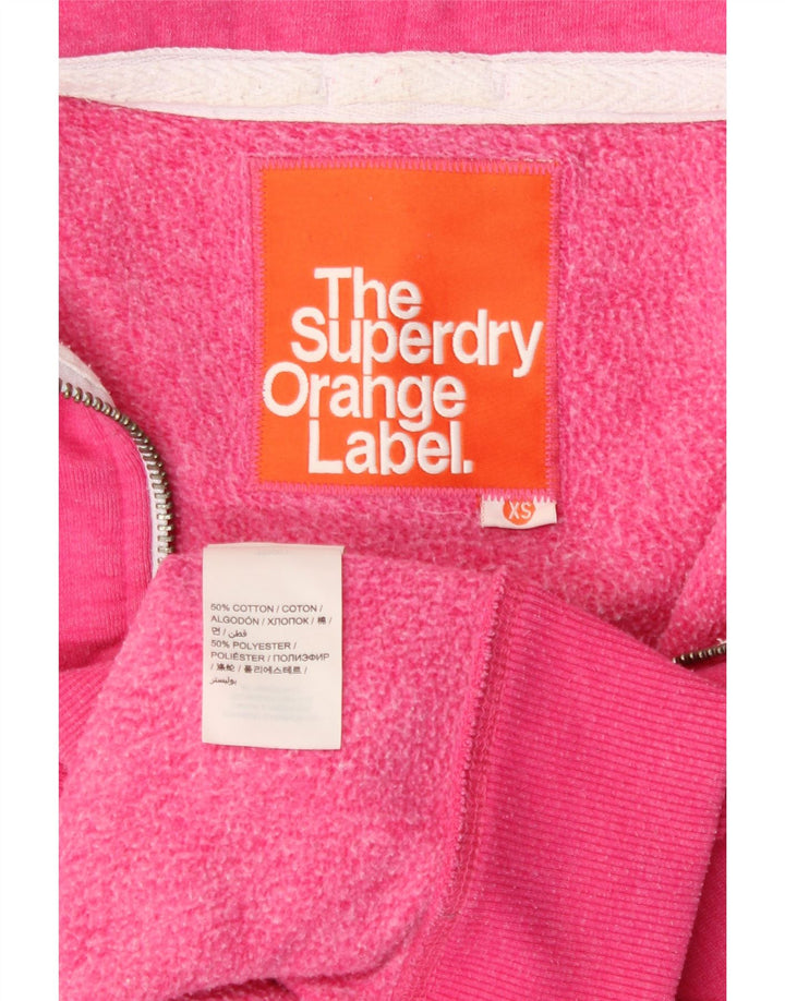 SUPERDRY Womens Zip Hoodie Sweater UK 6 XS Pink Cotton