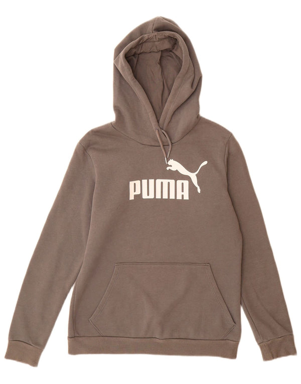 Puma Womens Graphic Hoodie Jumper UK 10 Small Grey Cotton