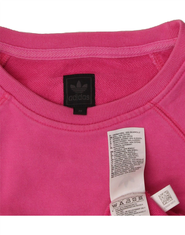 ADIDAS Womens Graphic Sweatshirt Jumper EU 38 Medium Pink Cotton Vintage Adidas and Second-Hand Adidas from Messina Hembry 