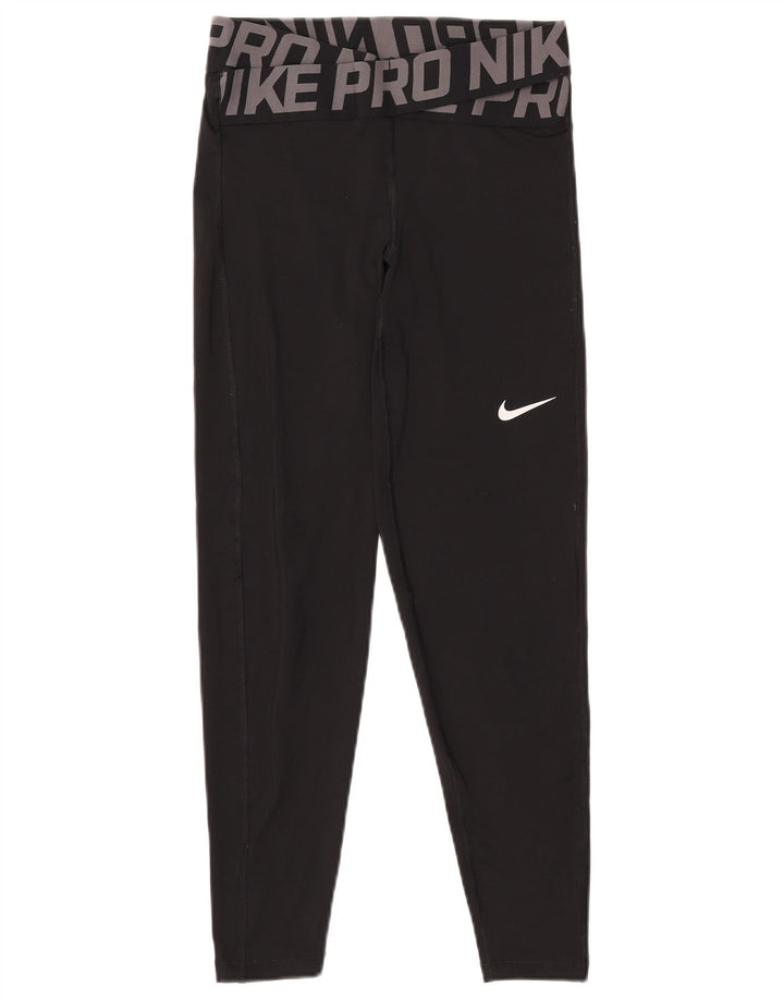 NIKE Womens Dri Fit Graphic Leggings UK 10 Small  Black Polyester