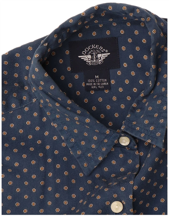 DOCKERS Womens Oversized Shirt UK 14 Medium Navy Blue Floral Cotton