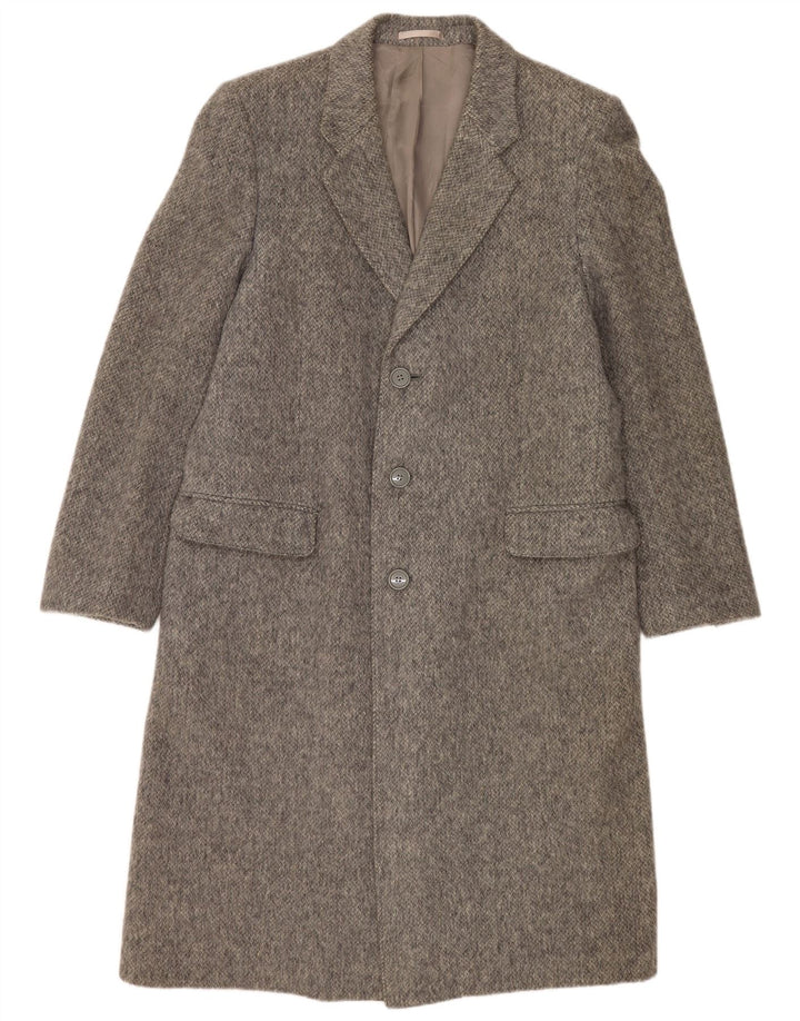 Lebole Mens Overcoat UK 36 Small Grey Virgin Wool