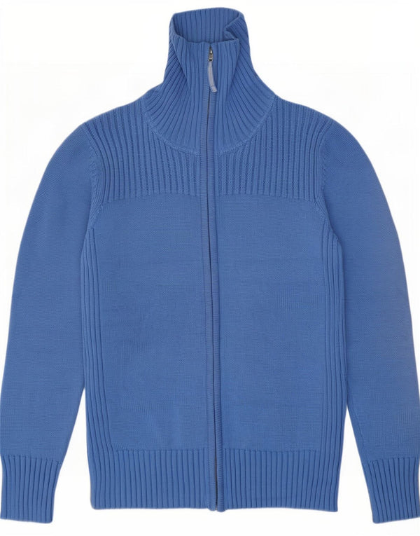 Marks & Spencer Womens Full Zip Cardigan Sweater UK 16 Large Blue Cotton