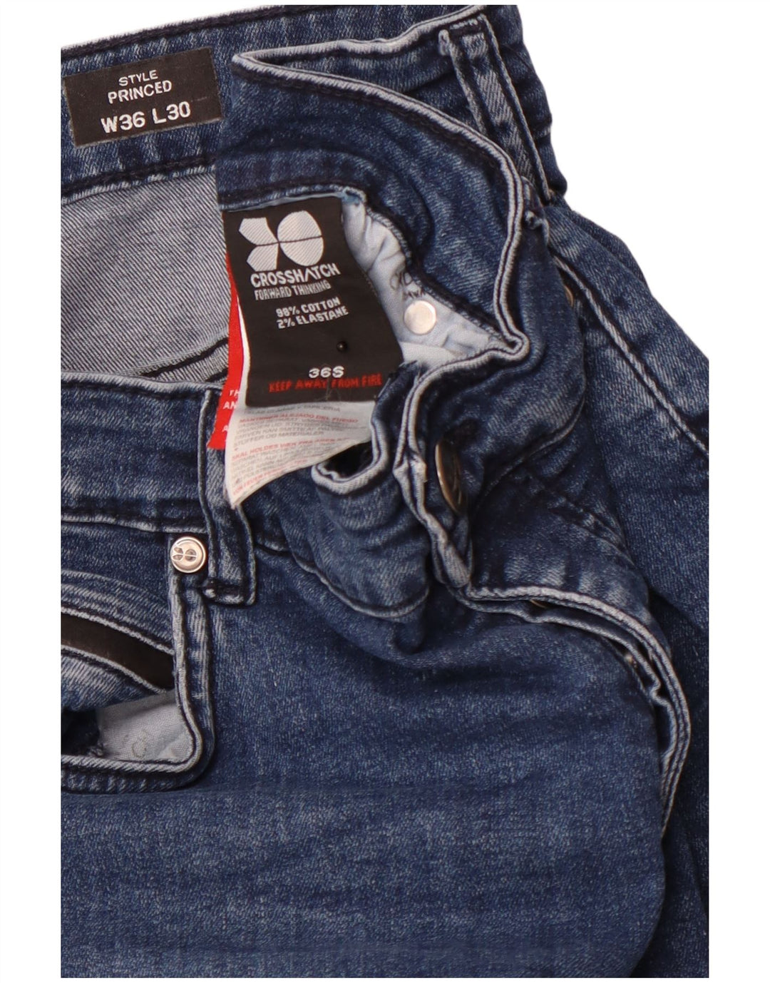 CROSSHATCH Womens Princed Straight Jeans W36 L30 Blue Cotton